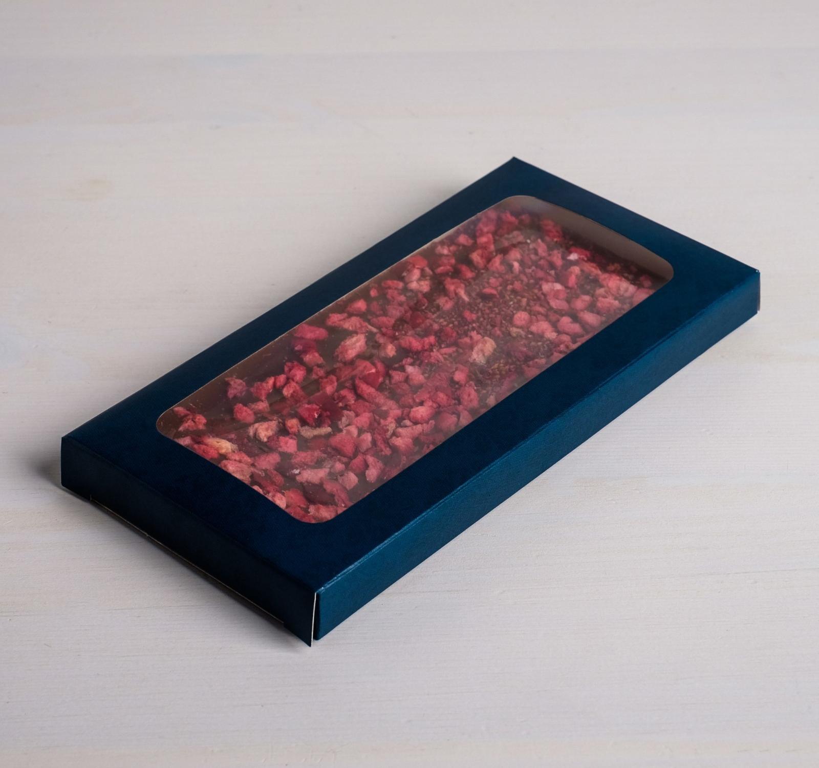 Коробка для шоколада «Дамаск», с окном, 17,3 × 8,8 × 1,5 см (цвет синий)