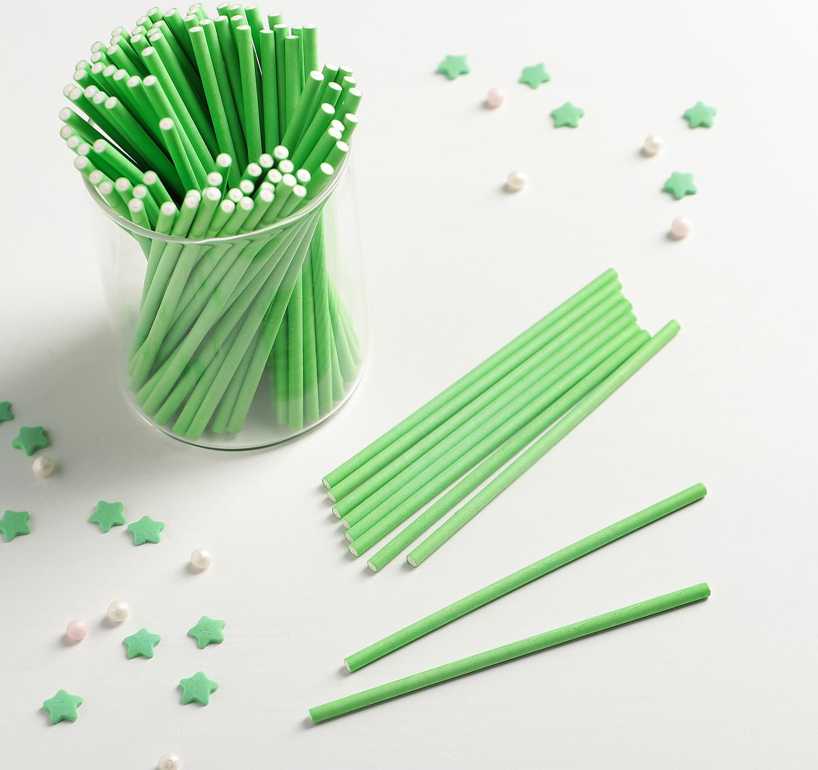 Палочки для кейкпопсов, 100 шт, 10×0,2 см, цвет зелёный