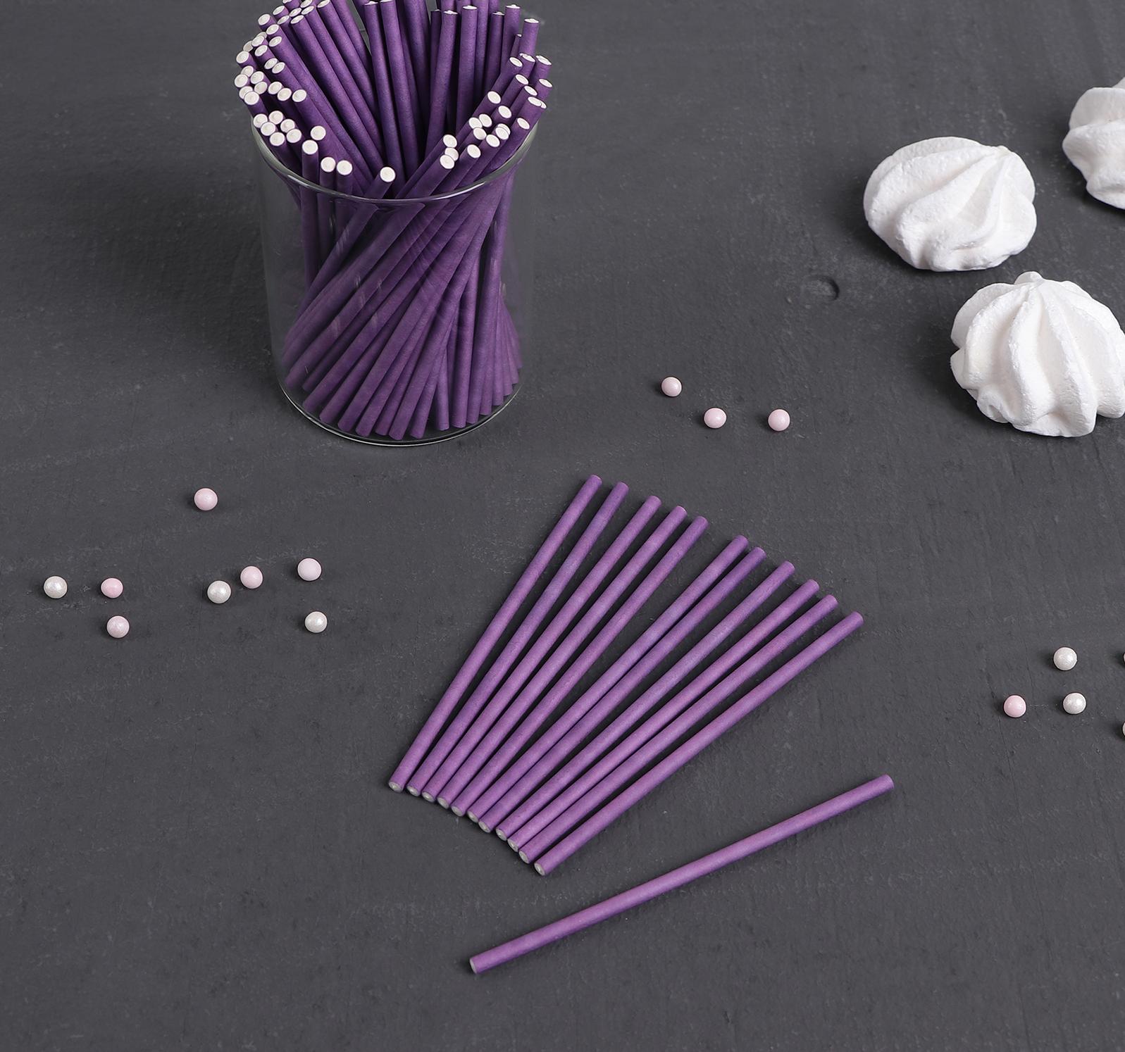 Палочки для кейкпопсов, 100 шт, 10×0,2 см, цвет фиолетовый