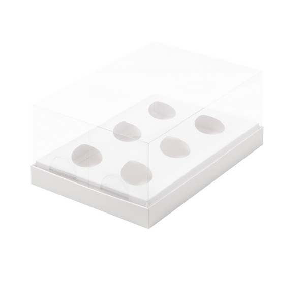 Коробка под шоколадные яйца с пластиковой крышкой 235*160*100 мм (6) (белая)